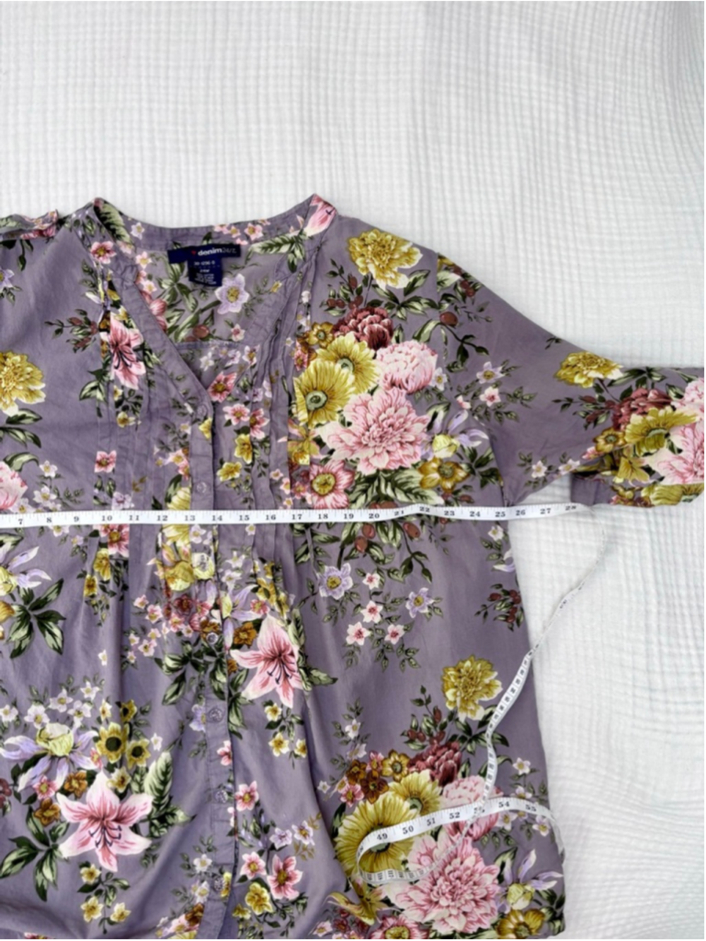 Women's denim24/7 Purple Floral Tunic Top Plus Size 24W Cotton - Picture 4 of 9
